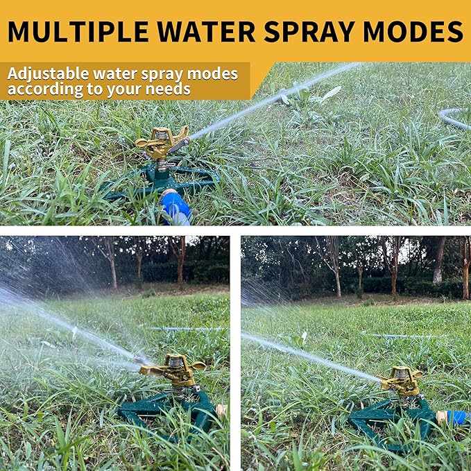 Impact Sprinklers for Yard with Metal Base, Heavy Duty Zinc Alloy Water Sprinkler for Lawn, Automatic 360° Roating for Large Lawn and Garden, Coverage up to 5,800 Sq.Ft, Olive