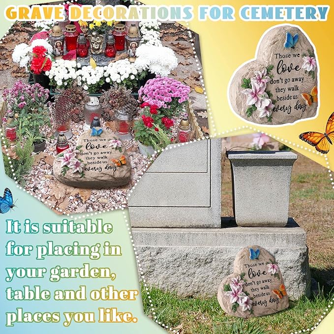 Jetec Memorial Garden Stone Sympathy Gift Decor Those We Love Don't Go Away Memorial Bereavement in Memory of Loss of Loved One Condolence Gifts for Outdoors(6 Inch)