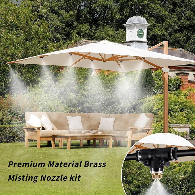 50 Pack Brass Misting Nozzles with 50Pc Brass Misting Nozzles O Ring,Heavy Duty Misting Nozzle 0.02" Orifice (0.5 mm)10/24 UNC for Outdoor Cooling System Dust Control