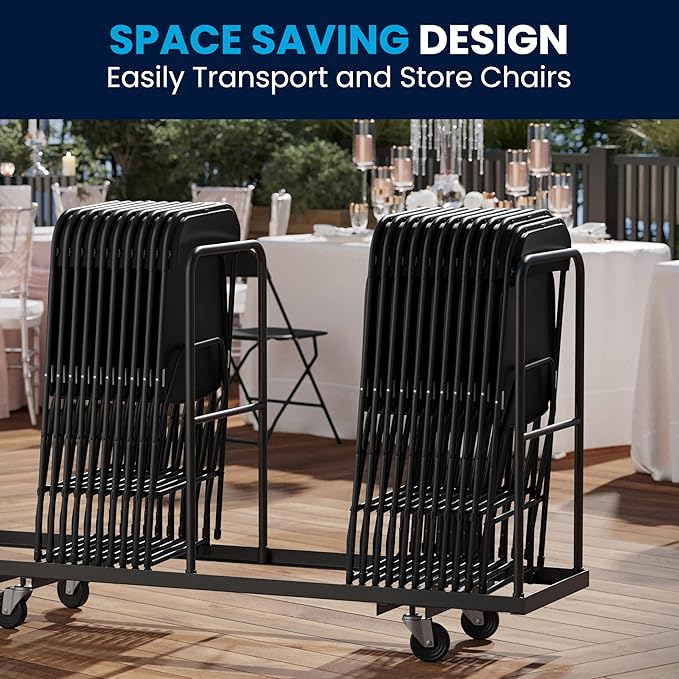 Flash Furniture Hercules Set of 10 Indoor/Outdoor Heavy-Duty Plastic Folding Chairs, Foldable Commercial Stacking Chairs with 650-lb. Static Weight Capacity, Black