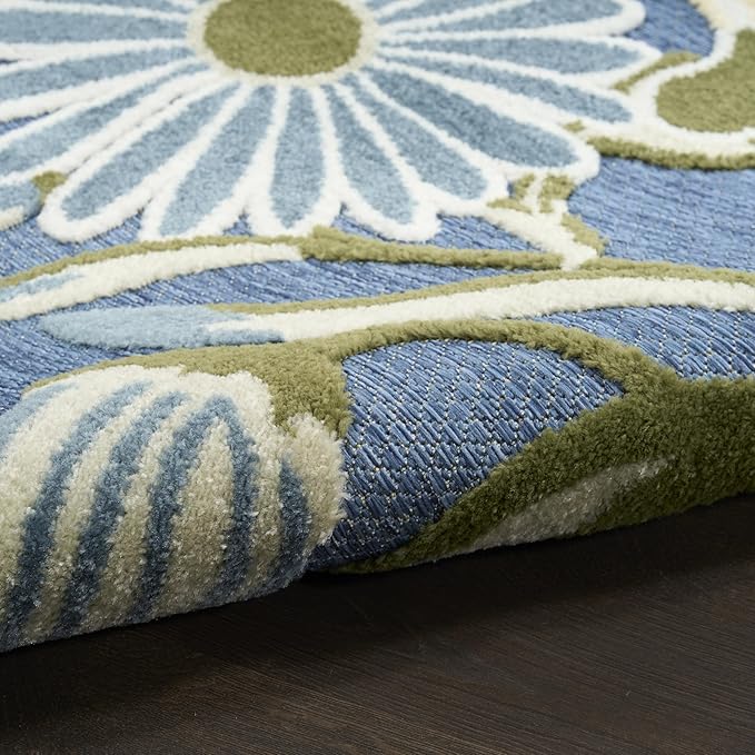 Nourison Aloha Blue Sage 7'10" x 10'6" Area Rug - Easy Clean, Non Shedding, Bed Room, Living Room, Dining Room, Kitchen (8' x 11')