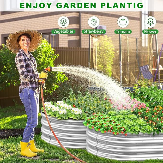 2 Pcs 7 x 3 x 1 FT Galvanized Steel Raised Garden Bed, Large Galvanized Steel Outdoor planter box for for Easy to DIY and clean - Raised Garden Beds outdoor for backyards, terraces and balconies