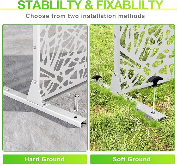 Outdoor Privacy Screen,72" H×47" W Metal Privacy Screen, Freestanding Privacy Fence Panels for Patio