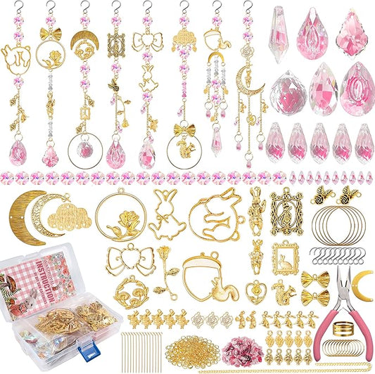 WASTROYAL 420 Pcs DIY Suncatcher Making Supplies Kits for Adults Hanging Prism Sun Catcher with Crystals Rainbow Maker for Indoor Window Home Wedding Garden Christmas Decor (Rabbit)