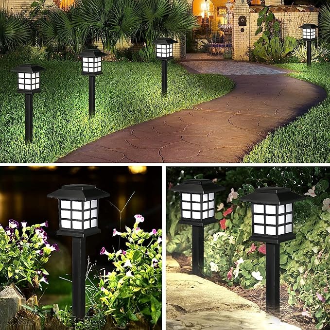 Solar Garden Outdoor Lights 12 Pack,Outdoor Landscape Lights Solar Waterproof Garden LED Lights for Pathway Patio Driveway Walkway Porch, Auto On/Off (White Light)