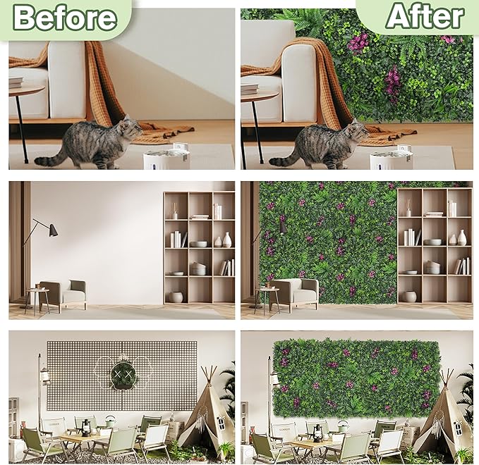 Greenery Grass Wall Boxwood Plant Roll: 60"x128"(53.5 SQFT) with UV Resistant Green Leaves Faux for Interior Panel, Greenery Backdrop,Garden and Indoor Outdoor Wall&Fence Covering Privacy