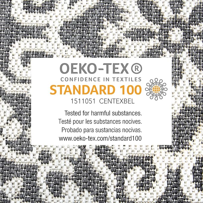 Nicole Miller New York Patio Country Julia Transitional Geometric Indoor/Outdoor Runner Area Rug, Black/Grey, 1'9"x7'2"