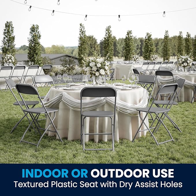 Flash Furniture Hercules Series Plastic Folding Chair - Grey - 6 Pack 650LB Weight Capacity Comfortable Event Chair-Lightweight Folding Chair