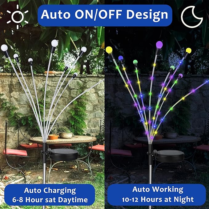 Zavothy Solar Garden Lights, Christmas Decorations Solar Fairy Lights Outdoor Waterproof, 4 Pack 32LEDs Sway by Wind, Dancing Fireflies Lights for Garden Decor Yard Patio Pathway Decoration