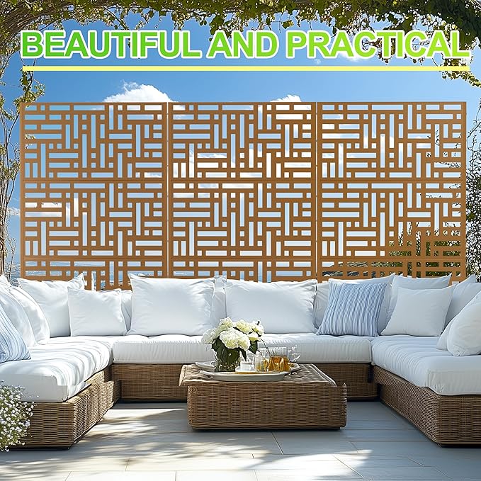 Outdoor Privacy Screen,72" H×47" W Metal Privacy Screen, Freestanding Privacy Fence Panels for Patio