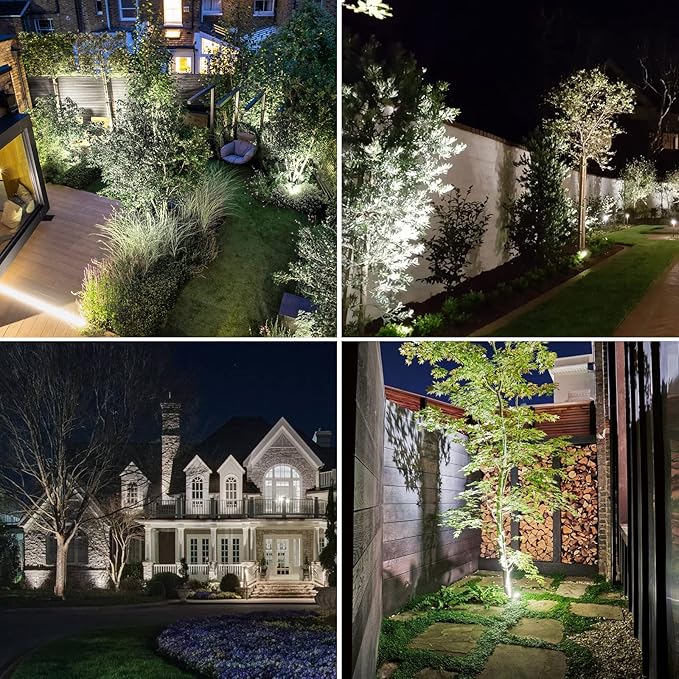 T-SUNUS Halloween Solar Landscape Spotlights Metal, Garden Spot Lights Outdoor IP65 Waterproof 9.8ft Cable Separated Panel, Auto On/Off for Christmas Tree Flag Driveway Pathway Pool Area (White 6000K)