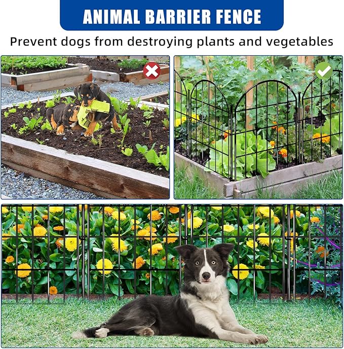26 Pack Decorative Garden Fence, 22in X 28ft Arched No Dig Fence Border, Garden Edging Border, Rustproof Metal Animal Barrier with Ground Stake for Dog, Rabbit, Outdoor Yard Patio Decor