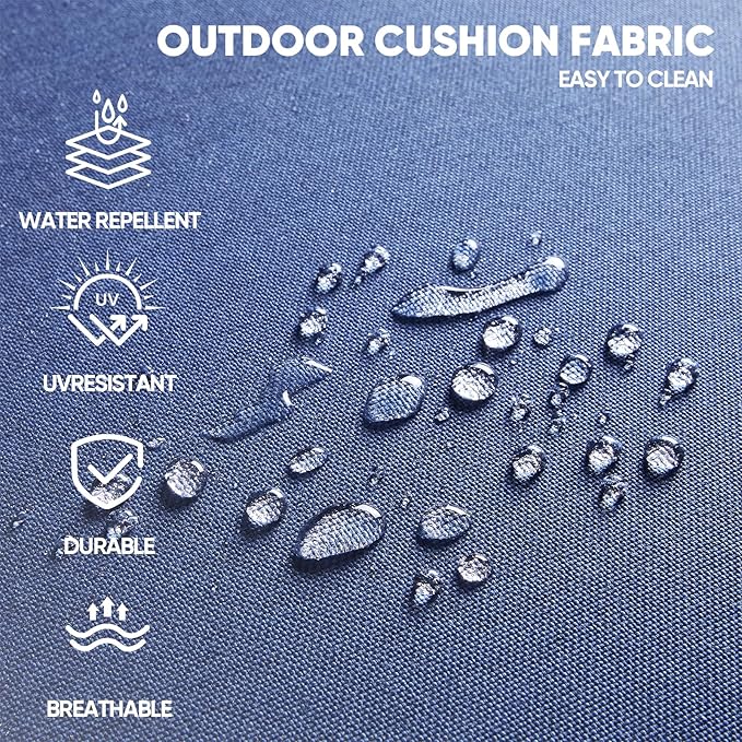 Swivel Patio Chairs sofa Set of 6 - 6" Thick Cushion - Wicker Outdoor Swivel Rocker Patio Chair ,Sofa/Glass coffee table, High Back Comfortable Outdoor Glider Chairs - Brown Wicker Blue Cushions