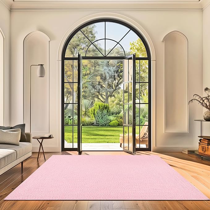 nuLOOM 2' x 8' Solid Hand Braided Indoor/Outdoor Area Rug, Pet-Friendly, High Traffic, Weather Resistant, for Patio, Balcony, Bedroom, Living, Dining Room, Wynn Pink