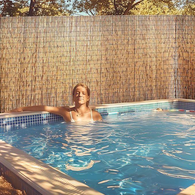 Natural Reed Fencing, Eco-Friendly Reed Fence, 5 feet High x 13.1 feet Long, Reed Screen for Backyard Patio Garden and More,Brown…