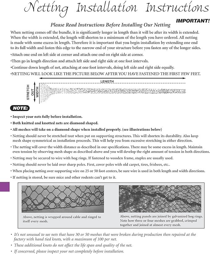 Excursions Aviary Netting 1" Heavy Knotted Poultry Net (12.5' x 100')