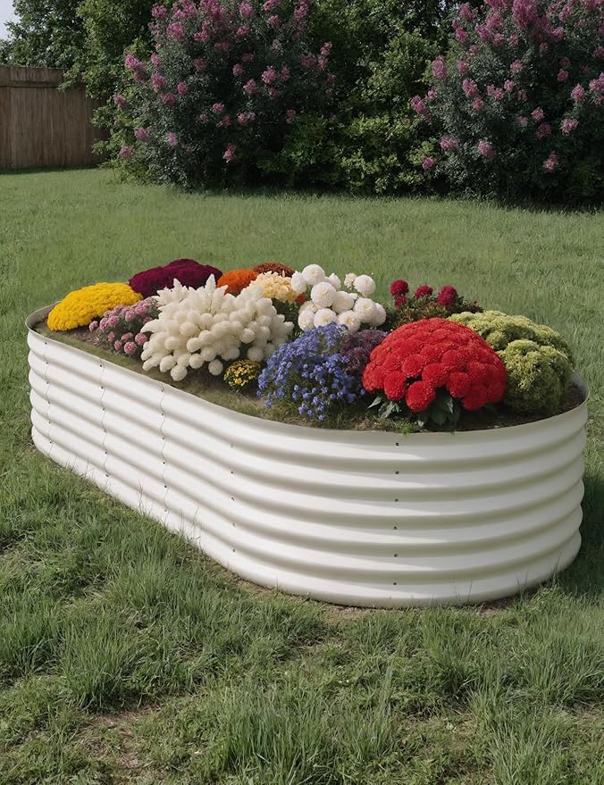 10x4x1.5ft Raised Garden Bed,Galvanized Raised Planter Boxes Outdoor with Easy Assembly, Large Garden Bed for Vegetables, Fruits, Flower,Raised Garden Bed,Beige