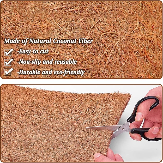 ZeeDix 3 Pack 16 x 80 x 0.28inches Thickened No-Slip Ice and Snow Carpet Mats- Natural Coconut Fiber Carpet for Garden, Front Door, Stairs, Porch Outdoor Safer Walking