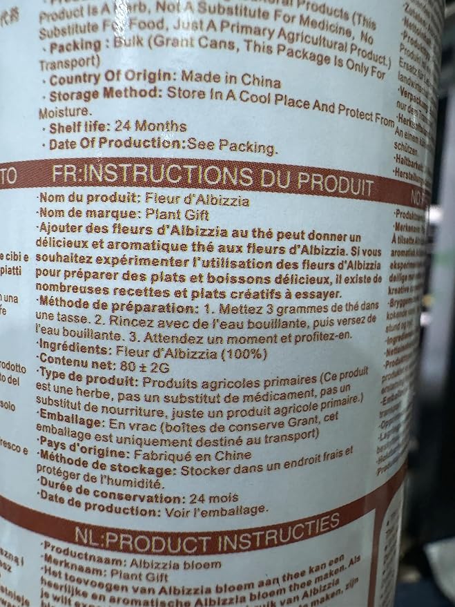 Plant Gift Albizia Flower Julibrissin Blooming Tea, HE HUAN HUA Loose Leaf Chinese Health Tea 80g / 2.82oz