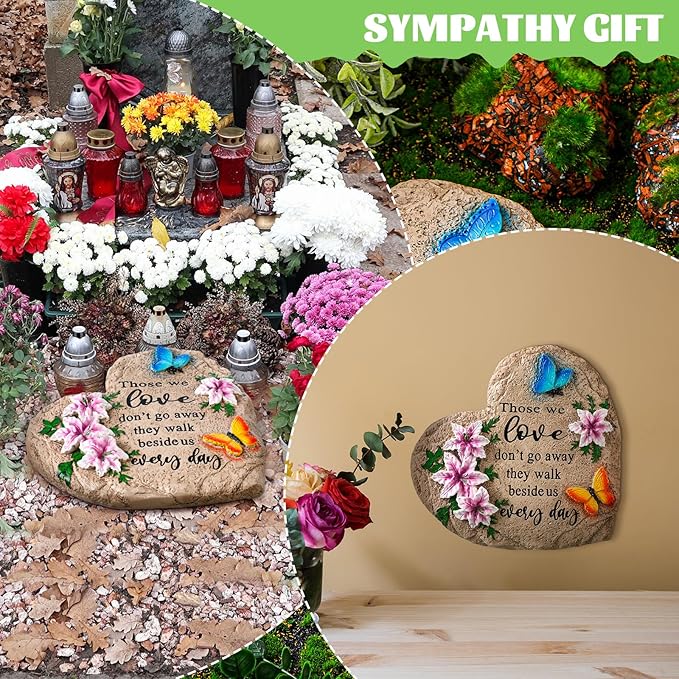 Jetec Memorial Garden Stone Sympathy Gift Decor Those We Love Don't Go Away Memorial Bereavement in Memory of Loss of Loved One Condolence Gifts for Outdoors(10 Inch)