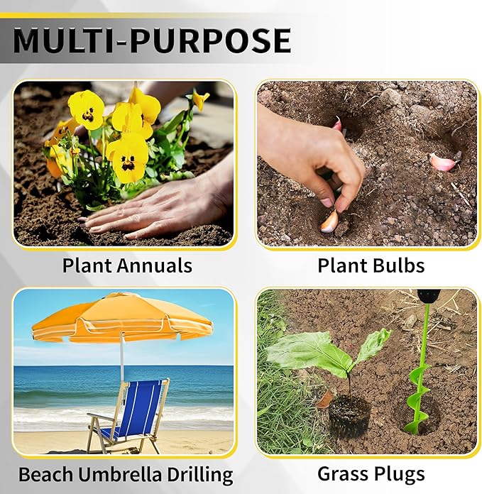 Auger Drill Bit for Planting 1.6"x16.5" Garden Spiral Drill Bit,Heavy-Duty Bulb Auger, Post Hole Digger for 3/8” Hex Driver Drill Solid Shaft