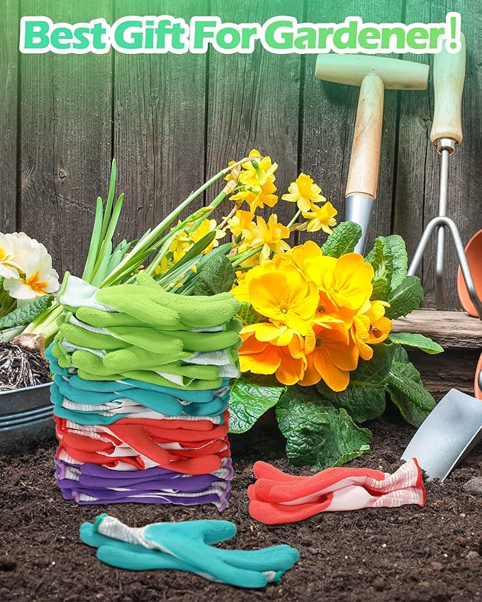 Irenare 16 Pairs Gardening Gloves Bulk for Women Breathable Rubber Coated Yard Garden Gloves Outdoor Protective with Grip