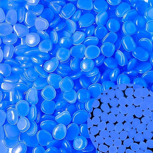 Glow in The Dark Rocks Outdoor Garden Pebbles Stones, 1.2Lbs Blue Fish Tank Glow Rocks Resin Glowing Pebbles for Garden/Aquarium/Planter/Walkway/Driveway