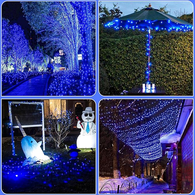 2 Pack Solar String Lights for Outside, Each 79Ft 240LED Solar Lights Outdoor, 8 Modes Waterproof Solar Powered Fairy Twinkle Lights for Backyard Patio Tree Party Garden Decoration, Blue