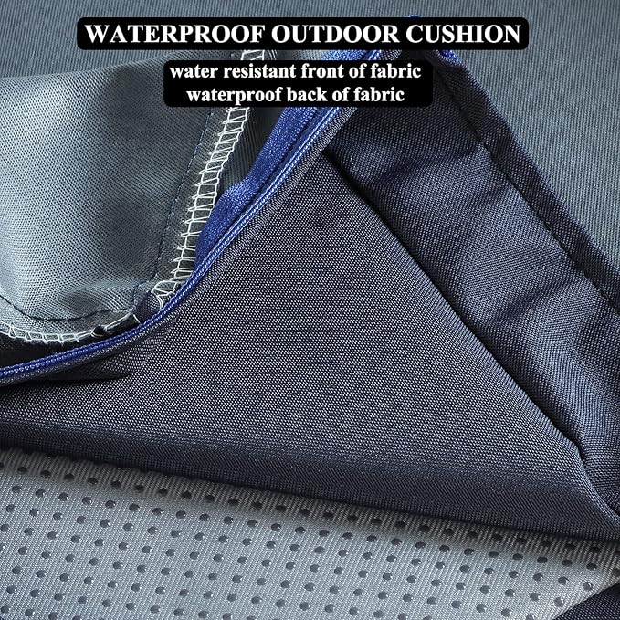 Patio Chair Cushions Non Slip Bottom Chair Pad with TiesSet of 2 Waterproof Square Outdoor Seat Cushion Replacement for Garden Swing Furniture 18x18 Inch, Navy Blue