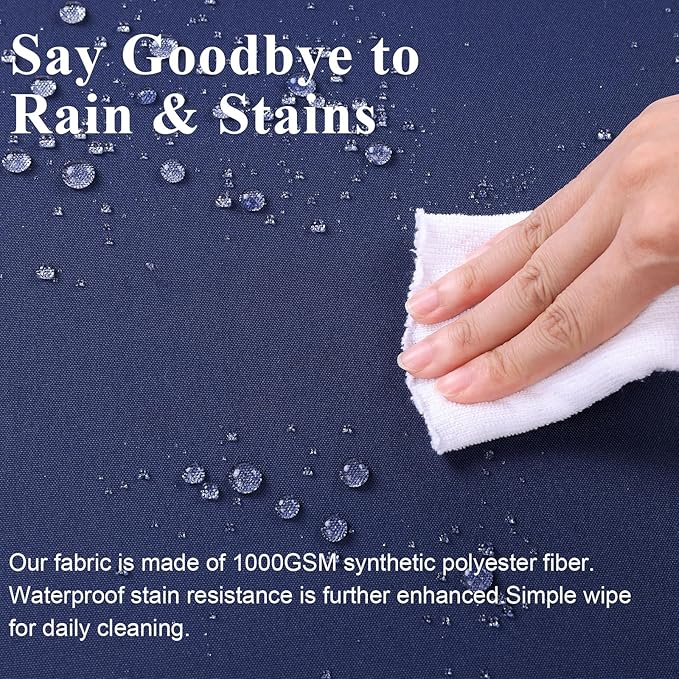 Outdoor Chair Cushions Set of 2 for Patio Furniture 18.5x16x3 Inch Waterproof Patio Chair Cushion 3 Year Color Fastness Rectangle Elastic Foam Garden Couch Pads with Ties and Handle,Blue