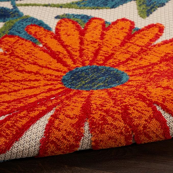 Nourison Home Aloha 8' x 11' Ivory Multicolor Fabric Outdoor Area Rug (8' x 11')