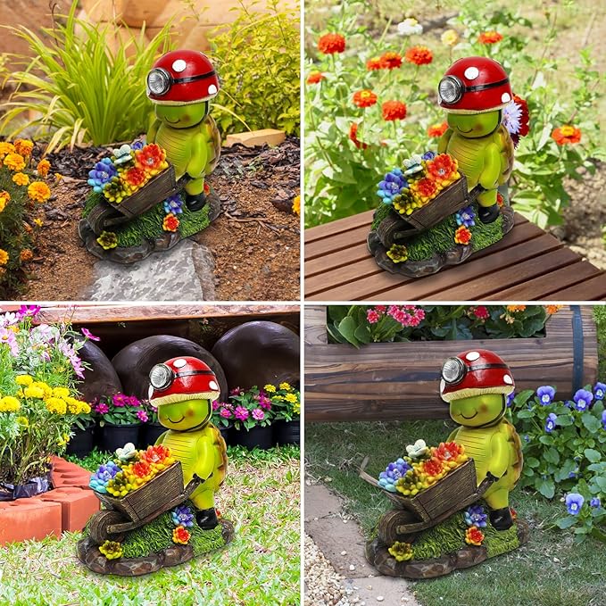 Solar Light Turtle Outdoor Garden, Turtle Solar Light for Yard Patio Decor 4 LED Solar Powered Lighting Outside Light Up Turtle Garden Statue Gardening Gift for Women Cute Decor