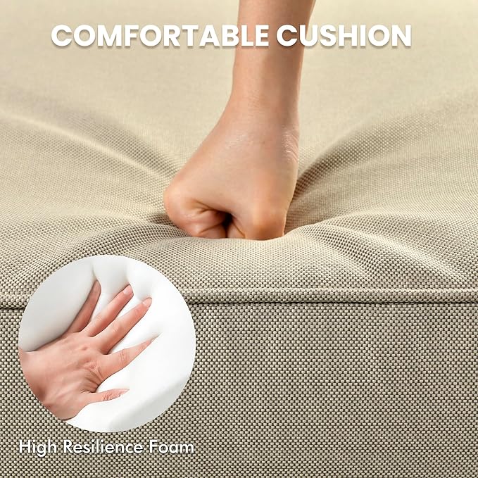 Outdoor Sectional Patio Furniture Set with Glowing Table,5 Pieces Wicker Conversation Sets L Shaped Couch Out Door Sofa Set Outside Furniture for Garden Deck Yard Porch,Beige