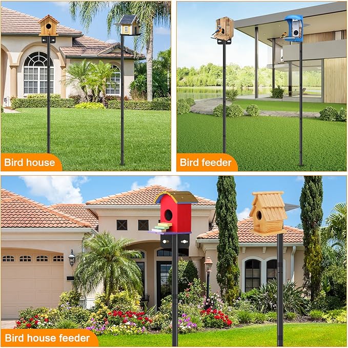 2 Pack 80 Inch Adjustable Bird Feeder Pole,Bird House Pole Suitable for Feeders & Birdhouse,Weather Station,Heavy-Duty Rustproof Design,Enhance Outdoor Decor & Birdwatching Experience