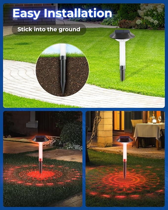 Color Changing Solar Pathway Lights - 10 Pack IP68 Waterproof Outdoor Solar Lights with 7 RGB Lighting Modes for Yard, Garden, Walkway, Pathway, Backyard, Lawn, Landscape Decoration