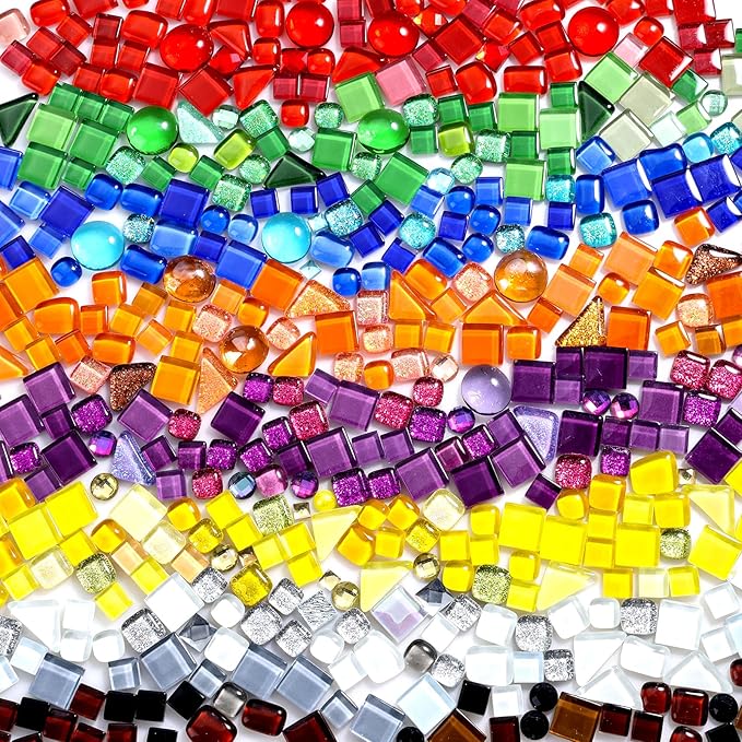 2400 Pcs Colorful Irregular Crystal Mosaic Tiles, 4.4lb Tiny Mosaic Tile DIY Hobbies Children Handmade Crystal Craft for Craft Bathroom Kitchen Home Decoration DIY Art Projects