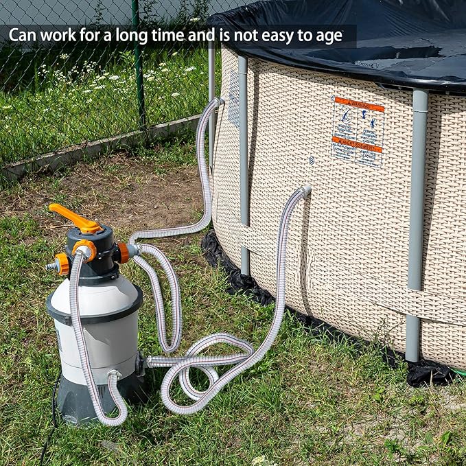 Frienda Heavy Duty Steel Wire Flexible Tubing with Fasteners PVC High Pressure Drain Hose Tube Pond Tubing Clear Wire Reinforced for Pond Bilge Pump Vacuum Suction Hose(16.4 Ft, 1 Inch Id)