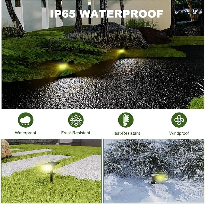 Solar Spot Lights Outdoor, 3 Lighting Modes Solar Outdoor Lights for Garden Yard Outside Landscape, 4 Pack Warm