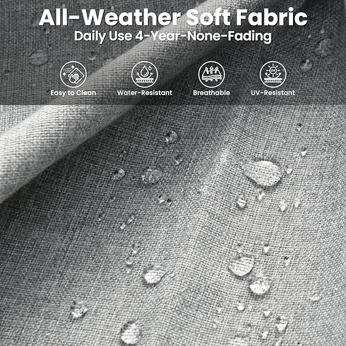 ovios 7 Pieces Patio Furniture Set, Outdoor Wicker Sofa Couch with Swivel Chairs Solar Lights Table, High Back All Weather Modern Conversation Sets, Grey Rattan, Grey