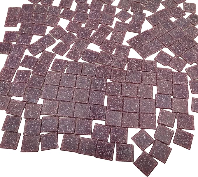 3/4 inch Quartz Glass Mosaic Tiles for Crafts, 1.1 LB, Square Mosaic Pieces for DIY Picture, Home Mosaic Decoration (Purple)