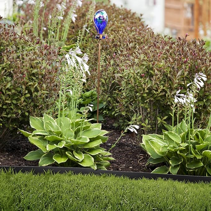 KOL Galvanized Steel Flexible Garden Lawn Edging, 10-Pack Black Metal Landscape Edging Strips - Heavy Duty Hammer-in Border with 11 Clips - 16-Gauge - 40" L x 4.5" H (33FT Total Length)