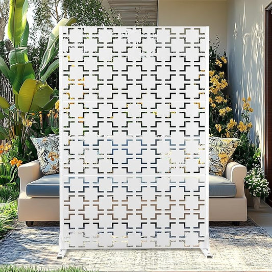 Outdoor Privacy Screen,72" H×47" W Metal Privacy Screen, Freestanding Privacy Fence Panels for Patio