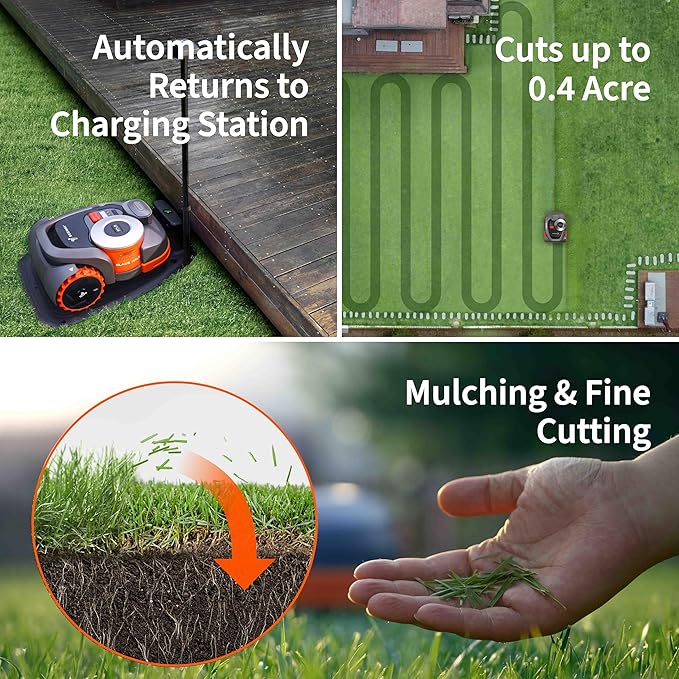 Segway Navimow H1500N-VF Robot Lawn Mower Perimeter Wire Free 0.37 Acre RTK+Vision Robotic Lawnmower, Virtual Boundary, Systematic Mowing, APP Control, Anti-Theft, 54dB(A) Quiet, Multi-Zone Management