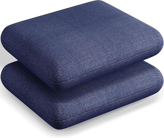 Codi Patio Chair Cushions 19x19 Inch, Waterproof Seat Cushion for Outdoor Furniture with Textured Fabric, Handles & Adjustable Straps, Fade Resistant - Set of 2, Navy Blue