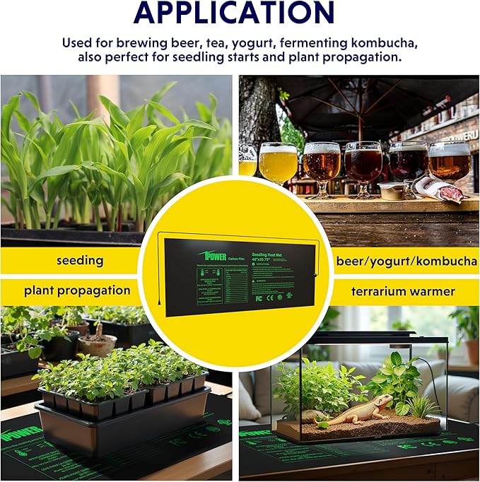 iPower 48" x 20.75" Seeding Heat Mat 2 Pack, Durable Waterproof Warm Hydroponic Plant Germination Starting Pad