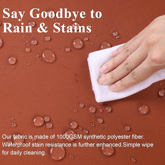 Outdoor Chair Cushions Set of 2 for Patio Furniture 24x24x4 Inch Waterproof Patio Chair Cushion 3 Year Color Fastness Square Elastic Foam Garden Sofa Couch Pads with Ties and Handle,Spice