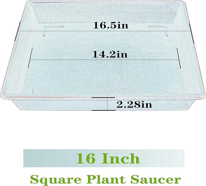 Square Plant Saucer 16 Inch 5 Pack, Plant Stand Plant Trays for Pots Heavy Duty Plastic Plant Saucers for Indoors Outdoors, No Holes Plant Drip Trays Plant Lover Gardening Gifts