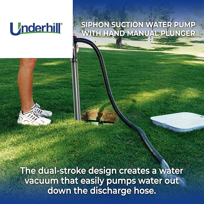 Underhill Big Gulp Pro Siphon Suction Water Pump 36 Inch Length with 72 Inch Outlet Hose, For Fluid Transfer, Water Removal, A-G3672CK