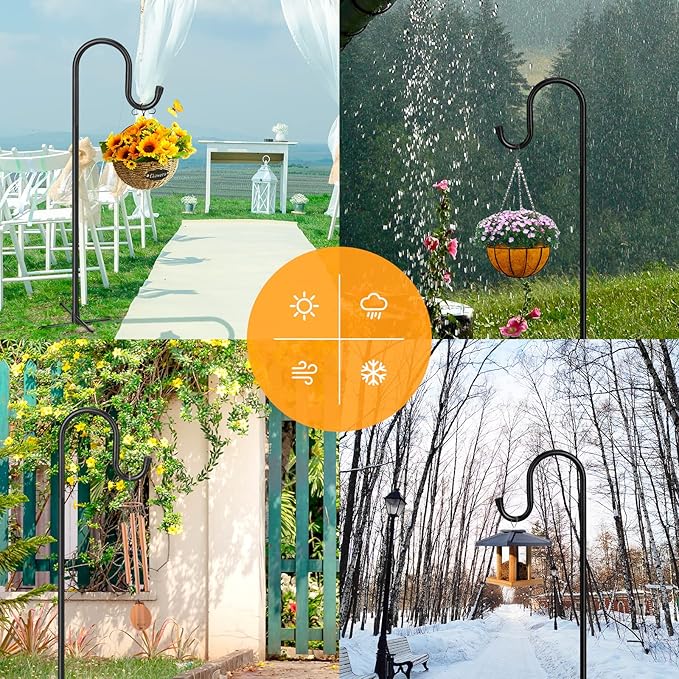 Adjustable Shepards Hooks for Outdoor 36Inches with5Prong Base,Shepherds Hooks for Outdoor,Stand Pole for Humming Bird Feeder for Hanging Solar Lights,Mason Jar,Outdoor Garden Wedding Decor(36in-2pcs)
