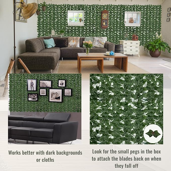 Artificial Ivy Privacy Fence Screen:120 "x 40" (34 Sqft) Anti-Ultraviolet Artificial Hedge Grass Wall, Used for Indoor and Outdoor Green Background, Garden Greening Decoration